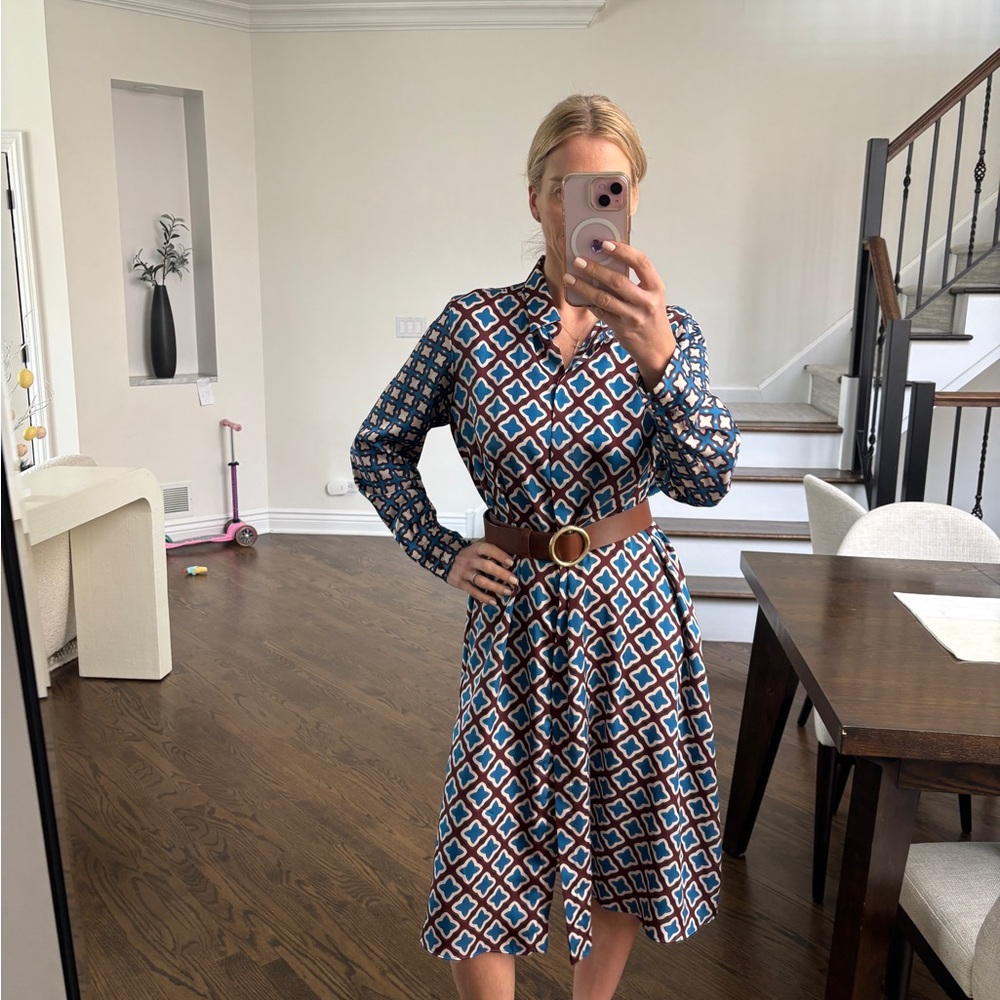 Zara Geometric Patterned Blue and Brown /Purple Dress